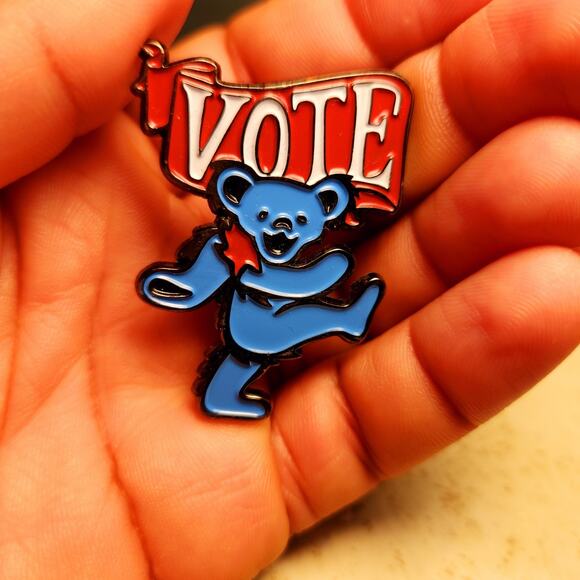 Rare Grateful Dead & Co Dancing Bear 'Vote' Pin Limited Production #6824/7000 - Picture 2 of 5
